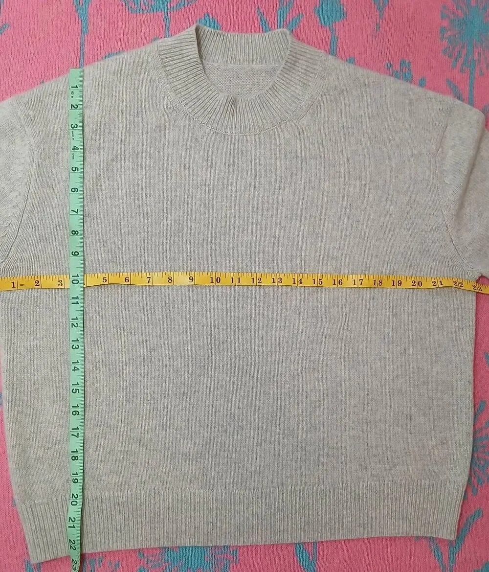 Womens xl thick & soft boxy sweater gray 100% cashmere pullover